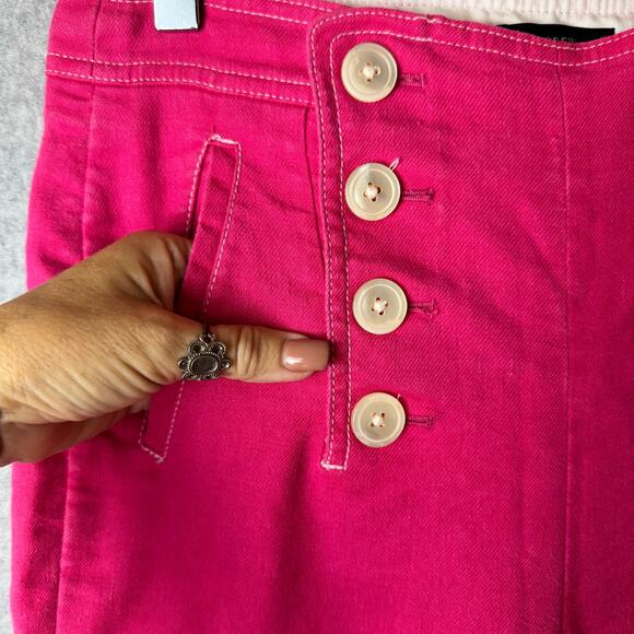 J.Crew Peyton Sailor Pant Stretch Linen Size 6 Soft Fuchsia Pink Retro Preppy - Picture 9 of 15